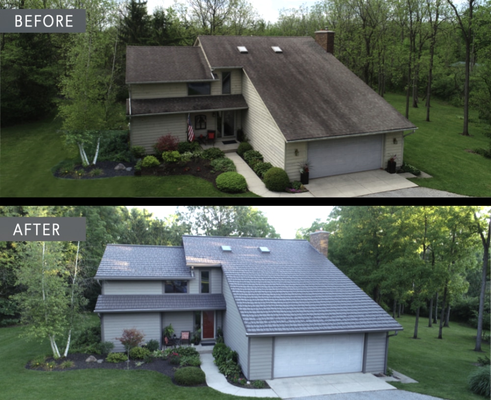 Before and after roof Bellefontaine Ohio