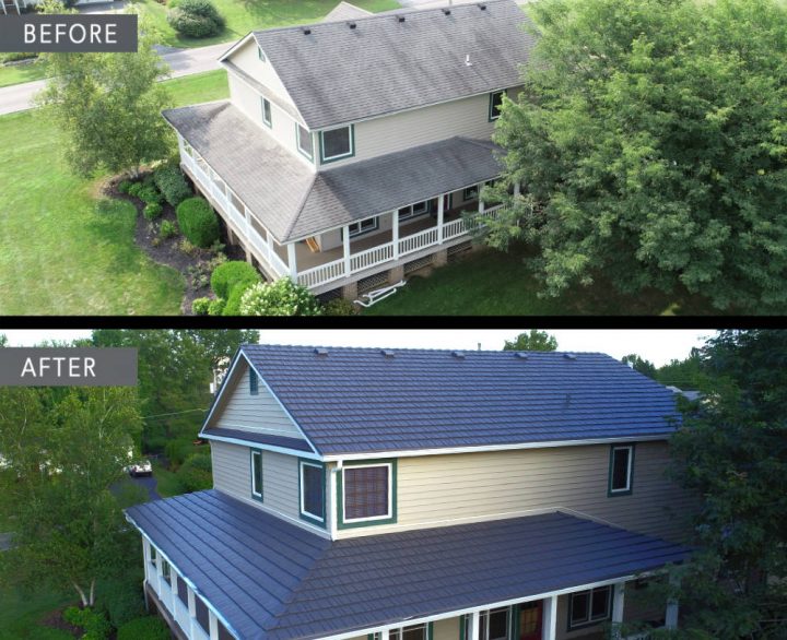 Before and after roof in London Ohio