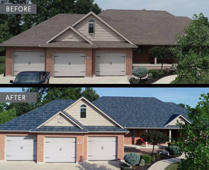 Before and after metal roof Minster Ohio