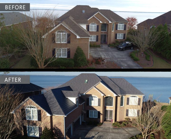 Before and after roof in North Carolina