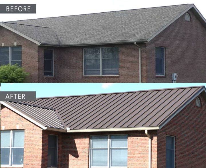 Before and after metal roofing Sidney Ohio